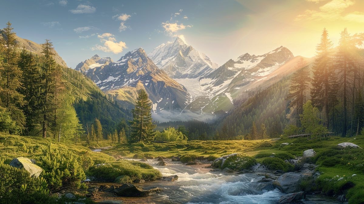 Mountain sunrise landscape